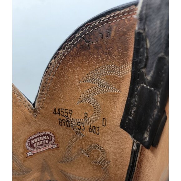 Vintage Nocona Boots Black Leather Western Cowboy Boots Mens 8D - Picture 13 of 16